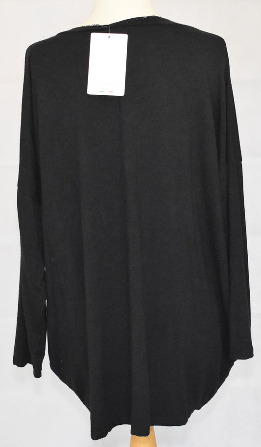 Made In Italy Leopard Print Star Graphic Oversized Top Black One Size 12-22