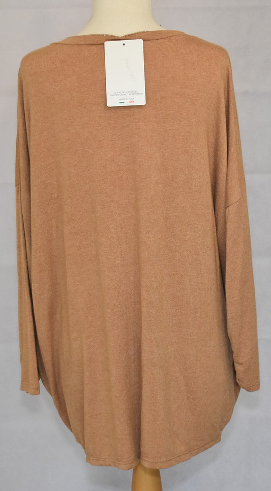 Made In Italy Leopard Print Star Graphic Oversized Top Camel One Size 12-22