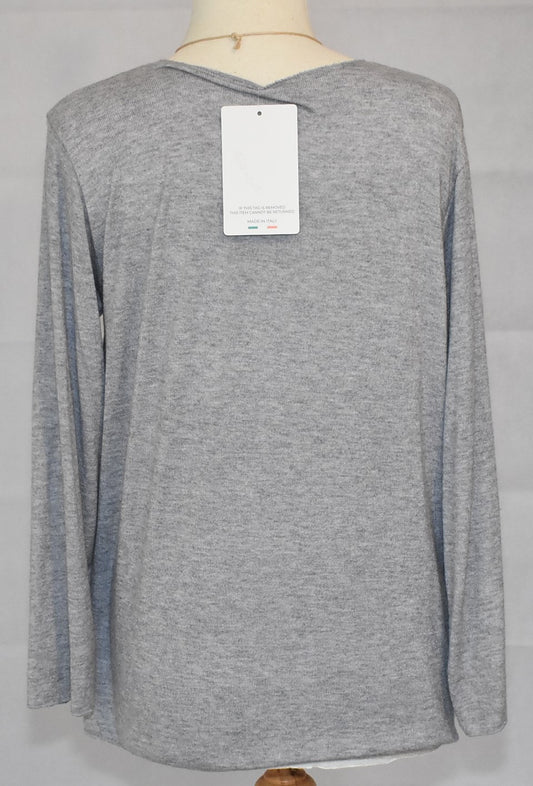 Made In Italy Plain Soft Knit Tunic Top Grey One Size 10-16