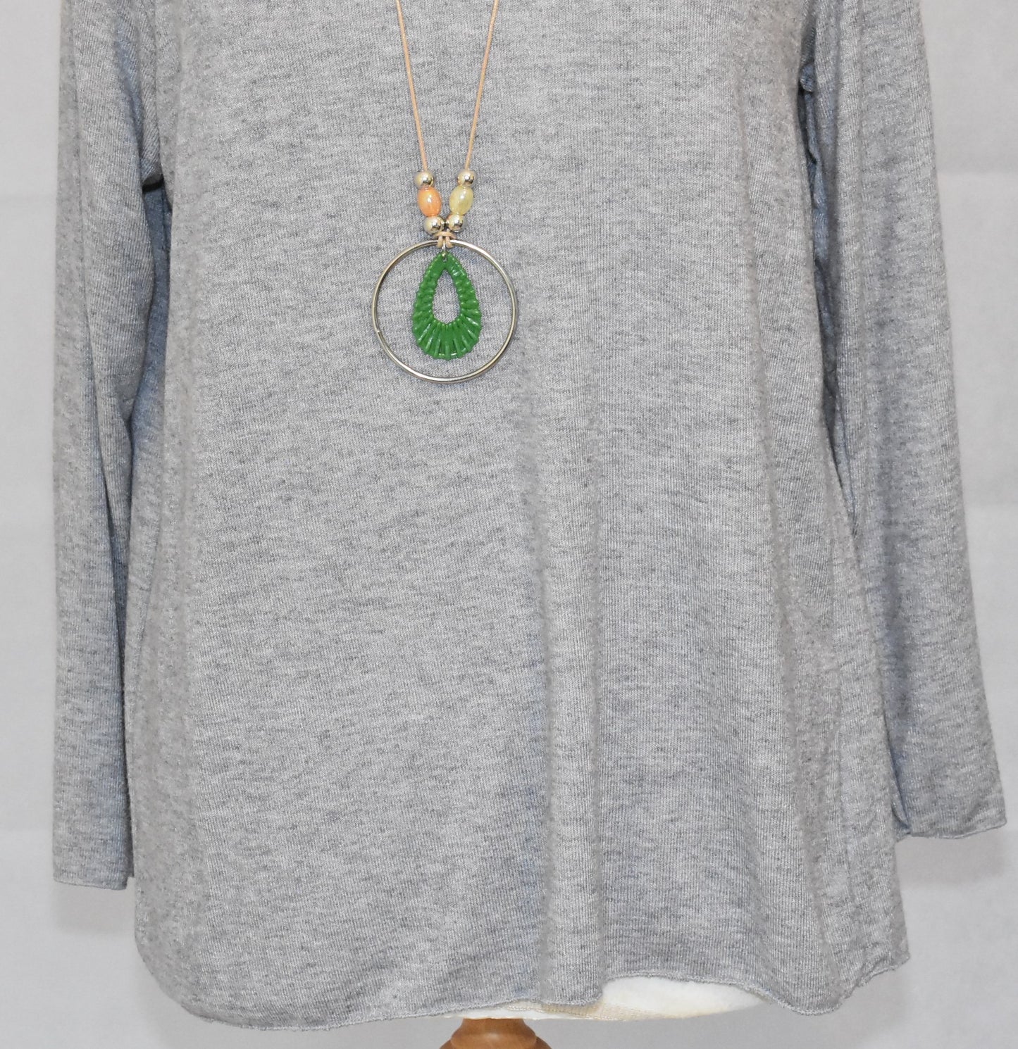 Made In Italy Plain Soft Knit Tunic Top Grey One Size 10-16