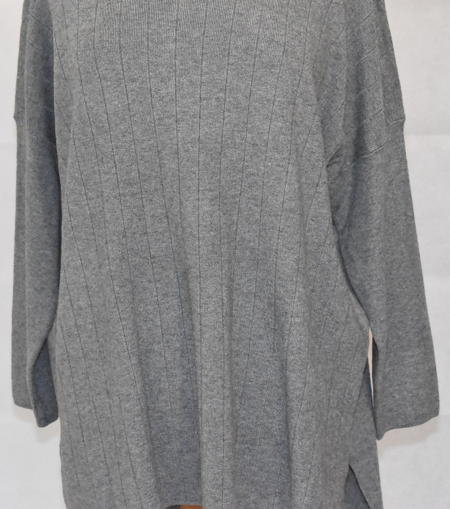 Made In Italy Plain Side Split Dipped Hem Dark Grey Top One Size 14-18