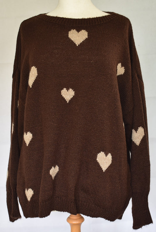 Goose Island Lana Wool Heart Knitted Jumper One Size 14-18