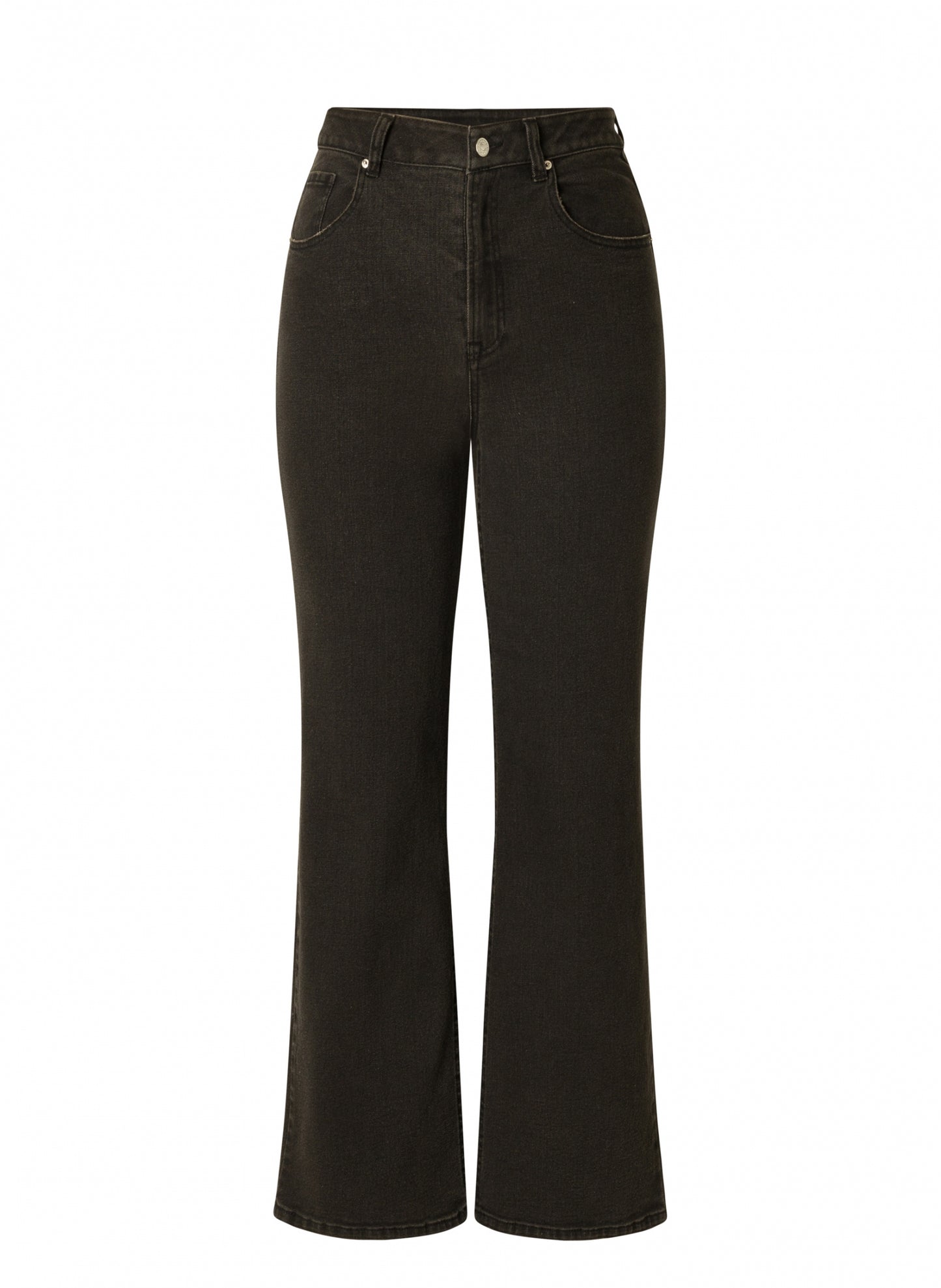 Base Level "Amy"  High Rise Wide Leg Denim Jeans in Black