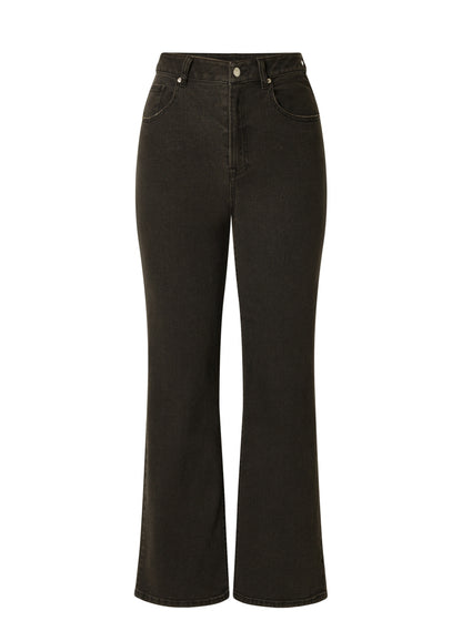 Base Level "Amy"  High Rise Wide Leg Denim Jeans in Black