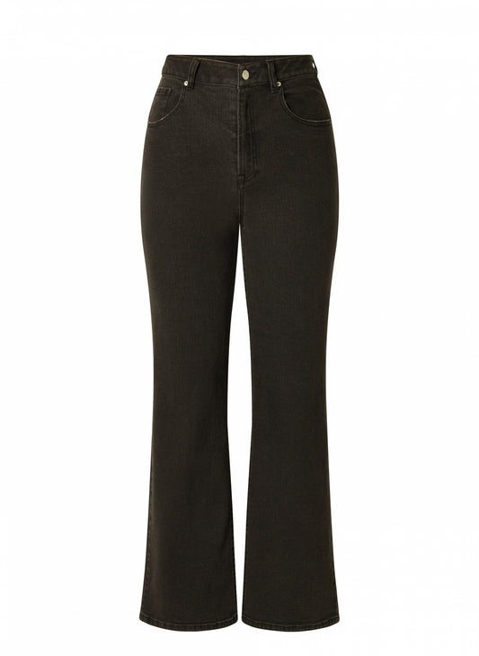 Base Level "Amy"  High Rise Wide Leg Denim Jeans in Black