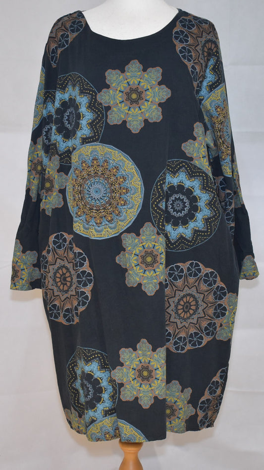 Goose Island Cotton Fine Cord Paisley Geo Dress One Size 14-18