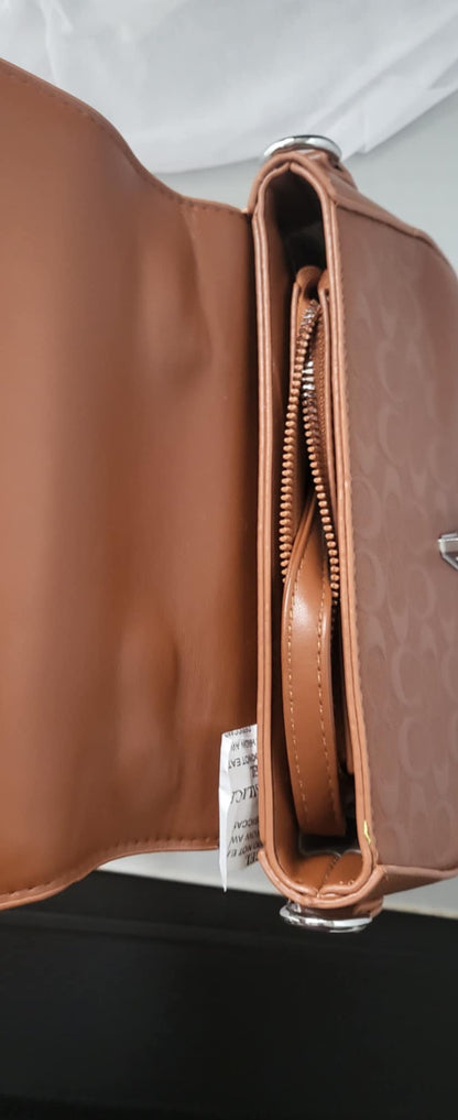 A&B Fashion Flap Over Crossbody Handbag in Tan