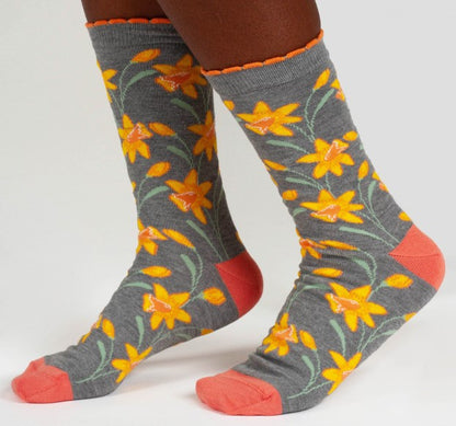 Thought Birth Flower Bamboo Socks in Daffodils Size UK 4-7