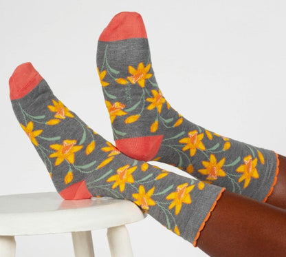 Thought Birth Flower Bamboo Socks in Daffodils Size UK 4-7