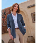 Woolovers Edge to Edge Cardigan in Denim Marl