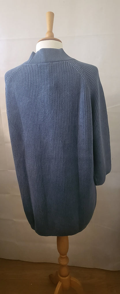 Woolovers Edge to Edge Cardigan in Denim Marl