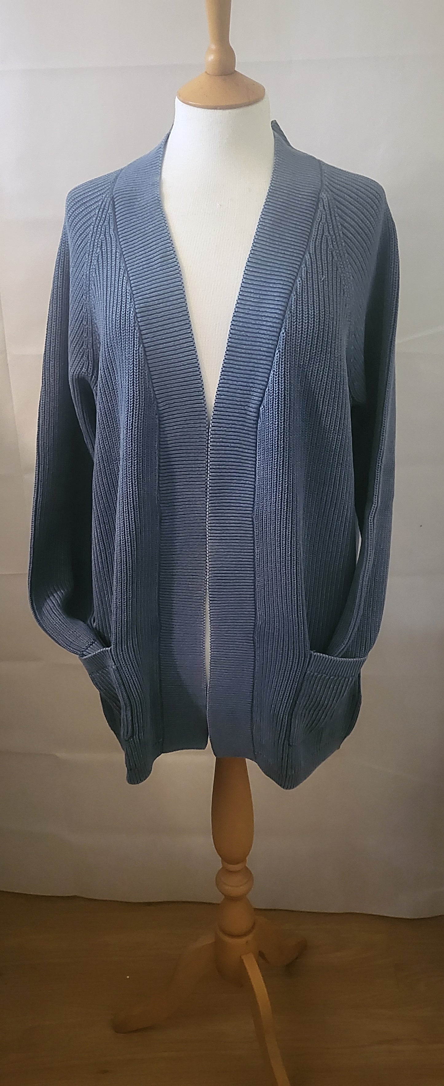 Woolovers Edge to Edge Cardigan in Denim Marl