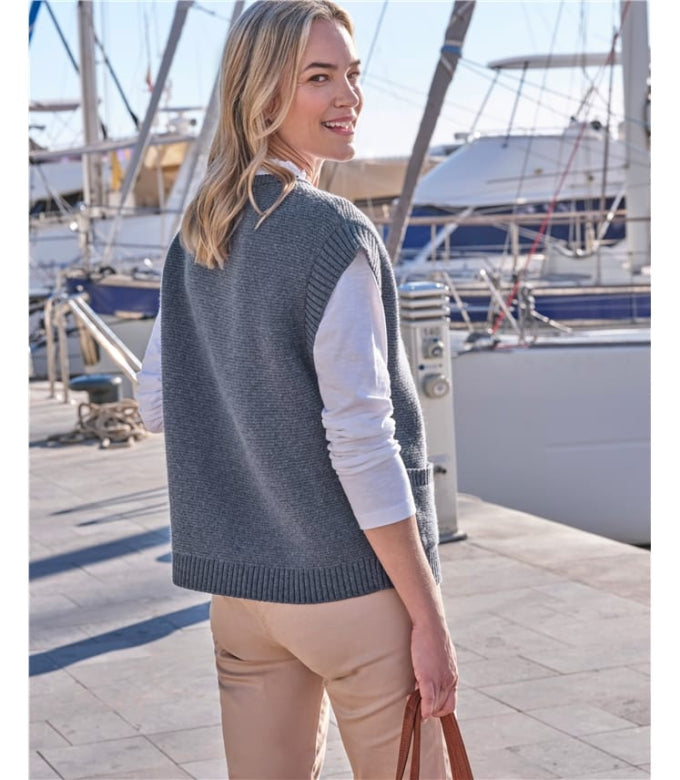 Woolovers Edge to Edge Waistcoat in Denim Marl