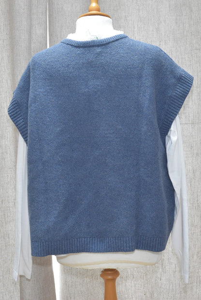 Woolovers Edge to Edge Waistcoat in Denim Marl