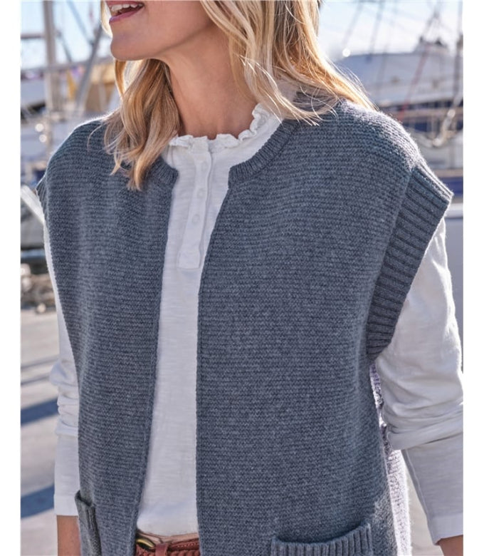 Woolovers Edge to Edge Waistcoat in Denim Marl
