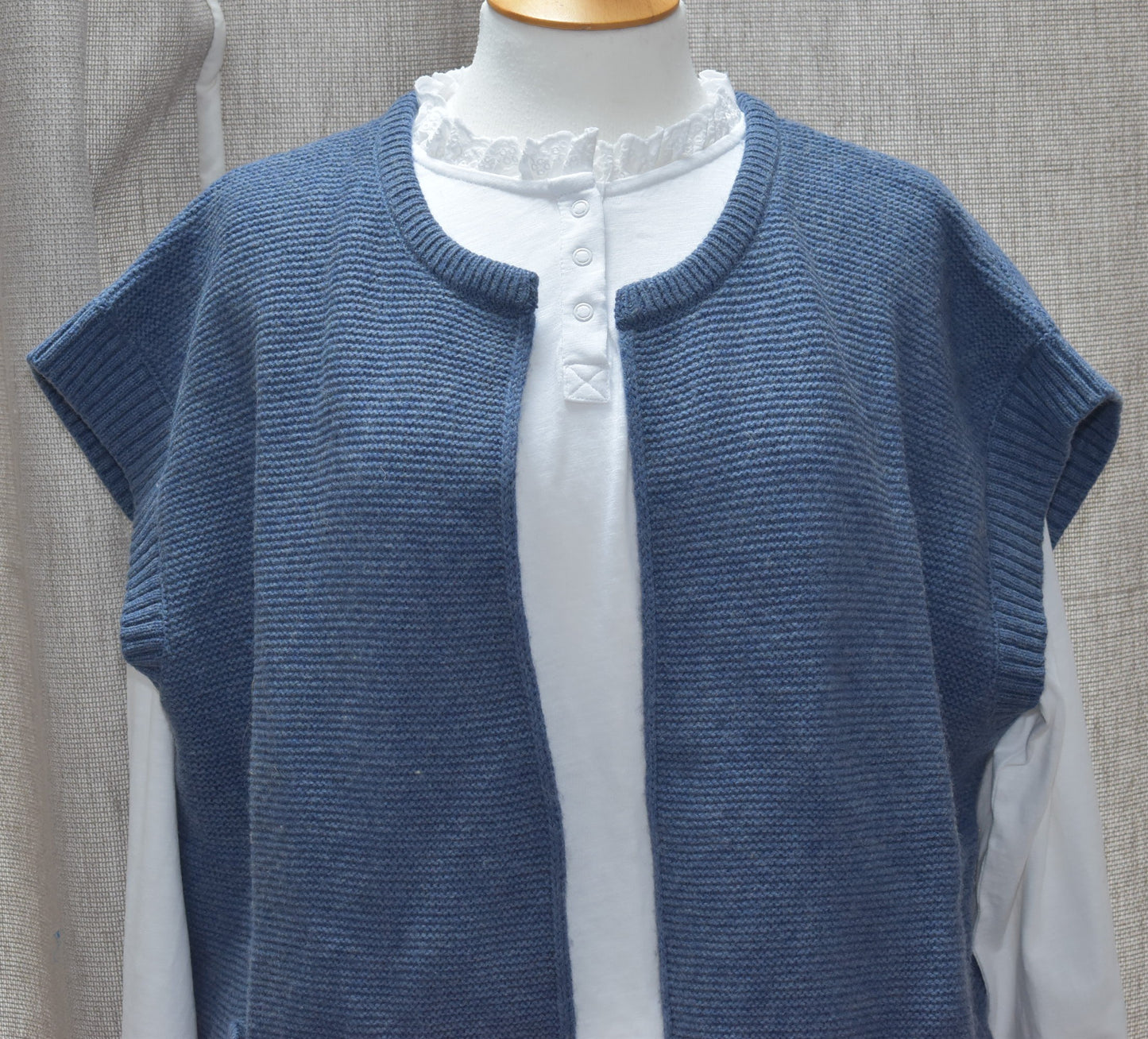 Woolovers Edge to Edge Waistcoat in Denim Marl