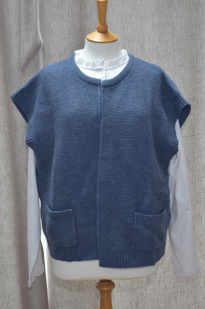 Woolovers Edge to Edge Waistcoat in Denim Marl