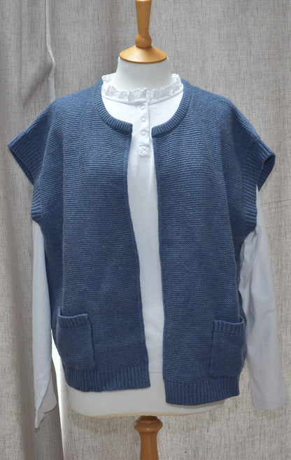Woolovers Edge to Edge Waistcoat in Denim Marl