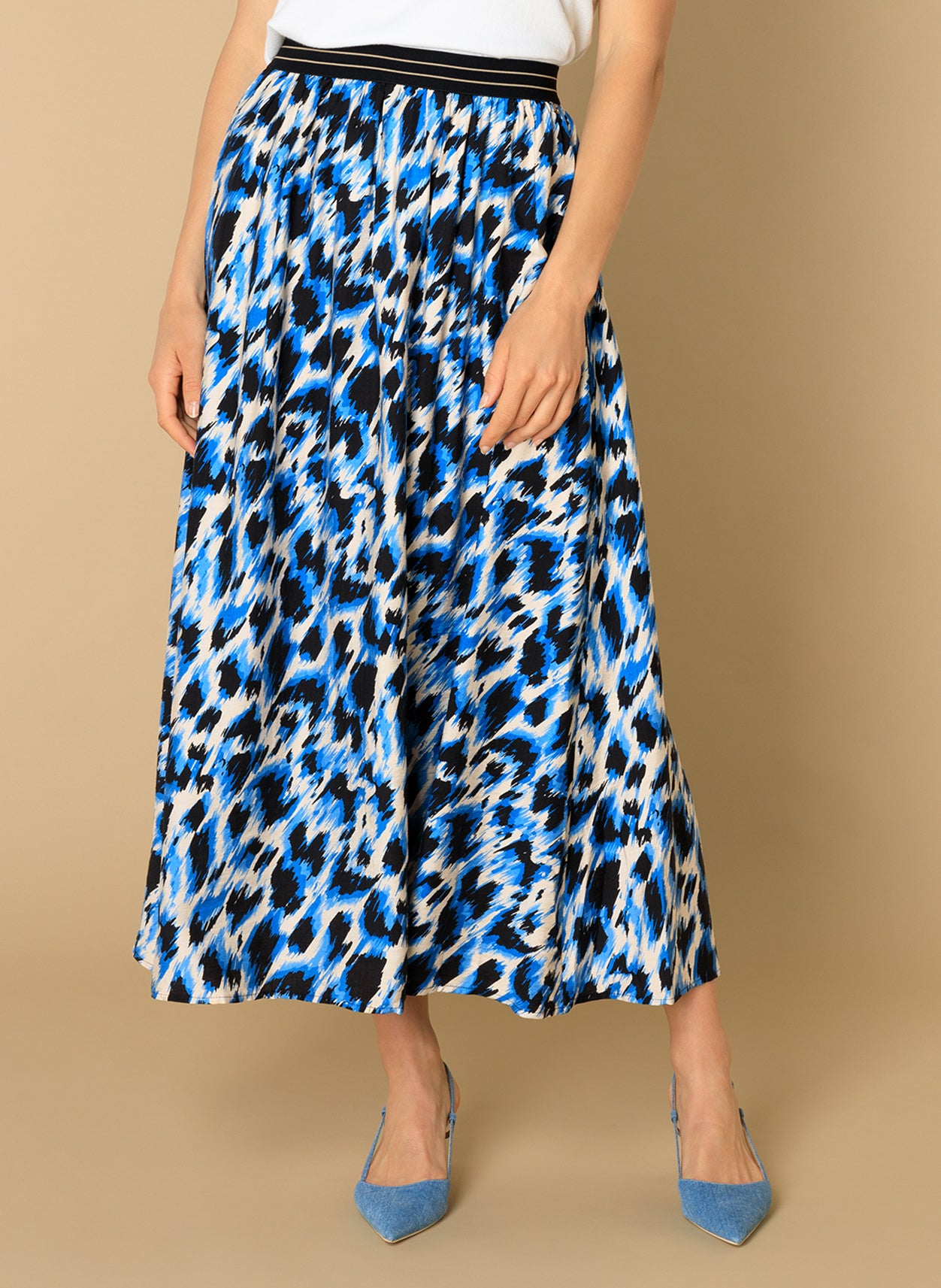 Ivy Beau "Elinor" Regular Fit Skirt in Multi Brilliant Blue