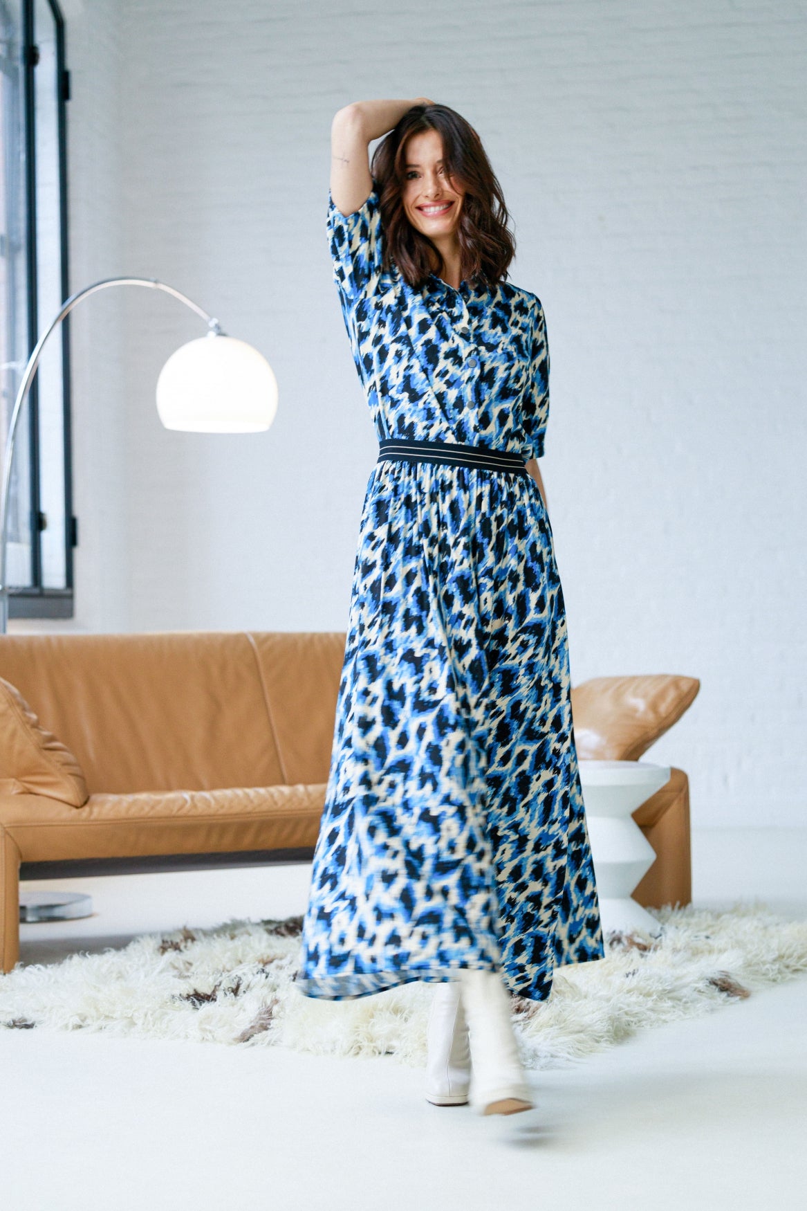 Ivy Beau "Evelina" Blouse in Multi Brilliant Blue