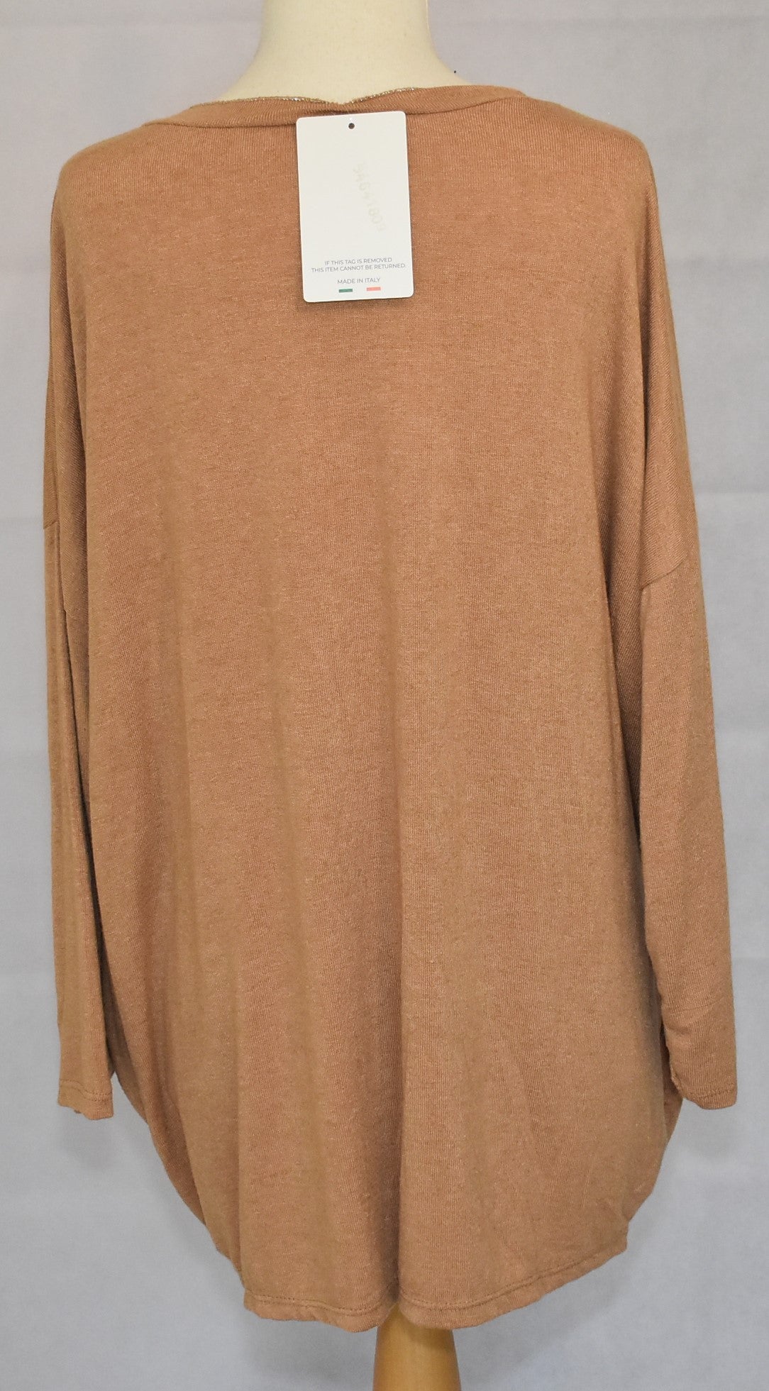 Made In Italy Leopard Print Star Graphic Oversized Top Camel One Size 12-22