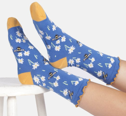 Thought Women's Spring Blooming Organic Cotton 3 Pack of Socks Size UK 4-7
