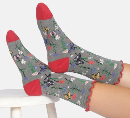 Thought Women's Spring Blooming Organic Cotton 3 Pack of Socks Size UK 4-7