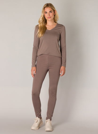 Base Level "Ornika" Treggings in Dark Taupe