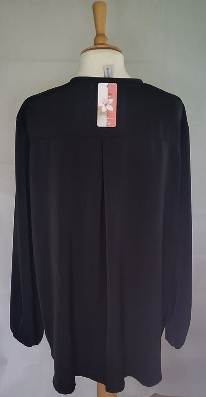 Made In Italy Plain Front Placket Elastic Cuffs Top One Size 14-22