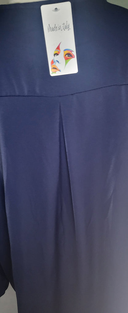 Made In Italy Plain Front Placket Elastic Cuffs Top One Size 14-22