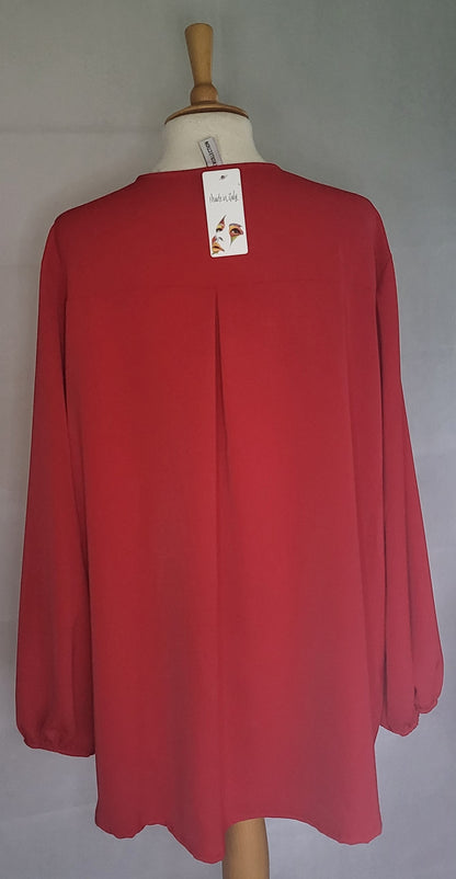 Made In Italy Plain Front Placket Elastic Cuffs Top One Size 14-22