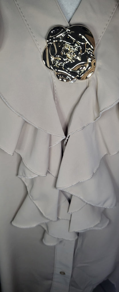 Made In Italy Plain Front Ruffle Detailing Top One Size 14-22