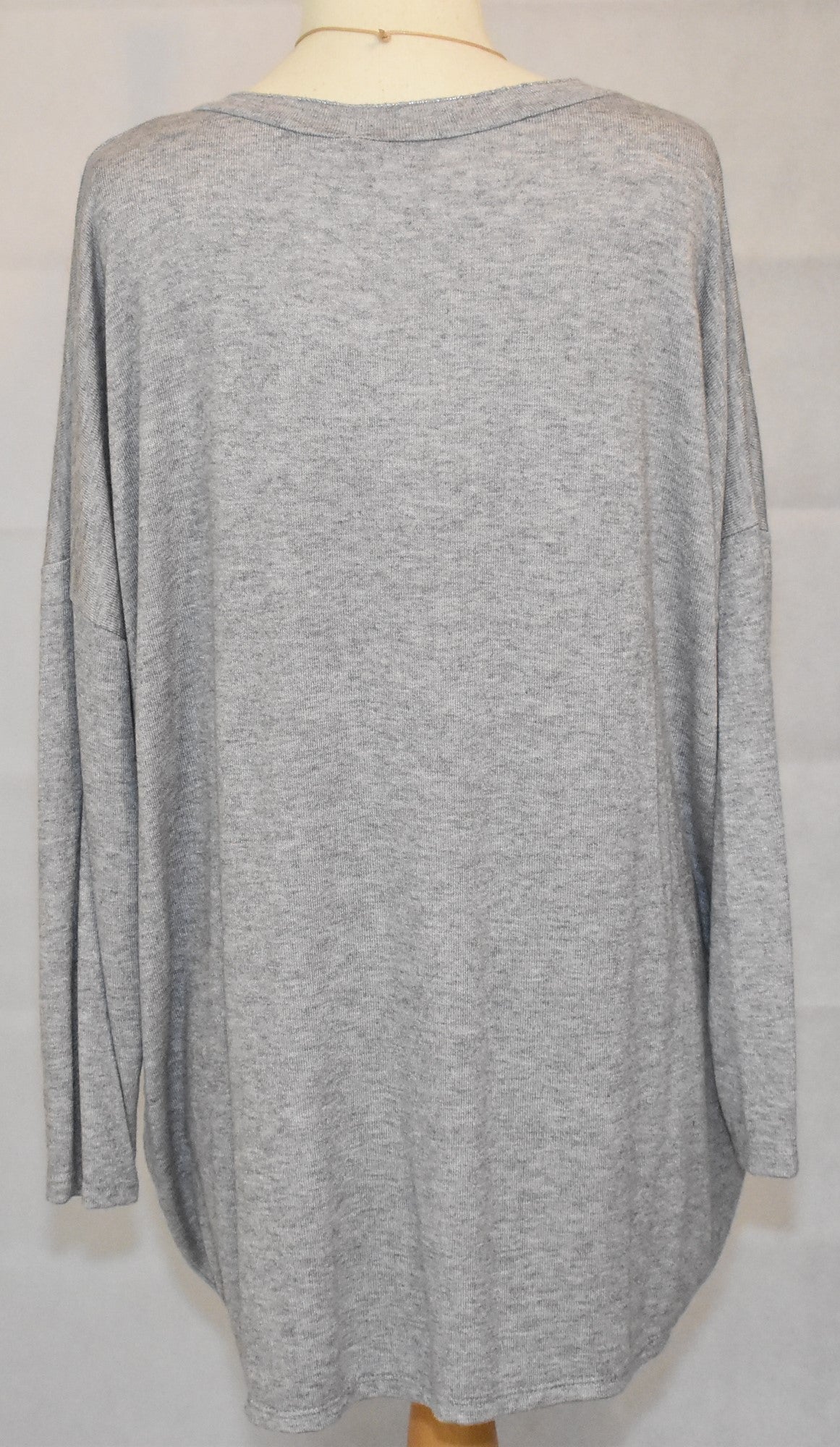Made In Italy Plain Soft Knit Round Hem Top Light Grey One Size 14-22