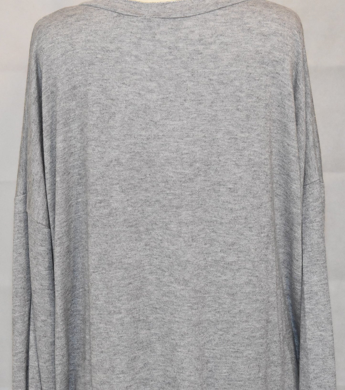 Made In Italy Plain Soft Knit Round Hem Top Light Grey One Size 14-22