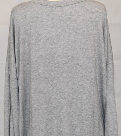 Made In Italy Plain Soft Knit Round Hem Top Light Grey One Size 14-22