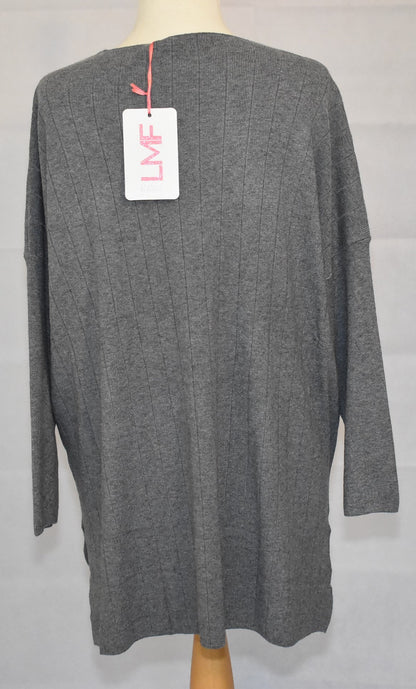 Made In Italy Plain Side Split Dipped Hem Dark Grey Top One Size 14-18