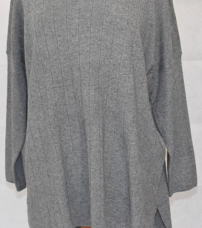 Made In Italy Plain Side Split Dipped Hem Dark Grey Top One Size 14-18