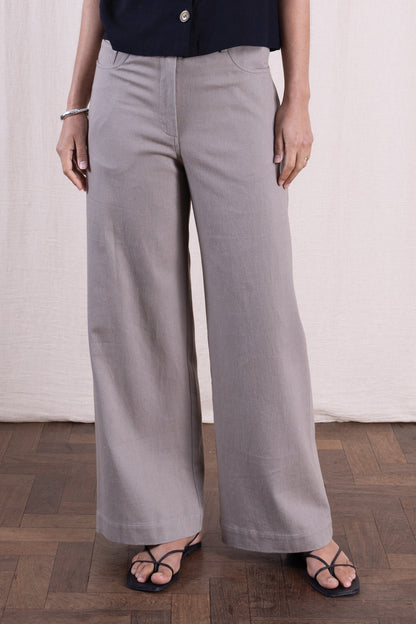 Nomads Cotton Drill Wide Leg Jeans in Agate
