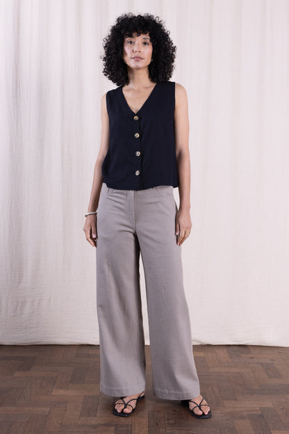 Nomads Cotton Drill Wide Leg Jeans in Agate
