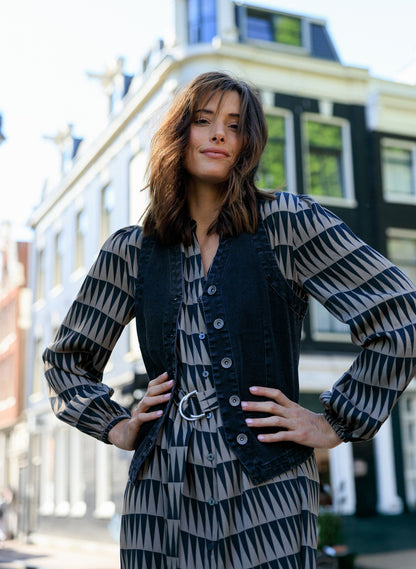 Ivy Beau "Sabina" Denim Black Waistcoat in Various Sizes