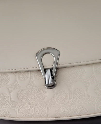 A&B Fashion Flap Over Crossbody Handbag in White