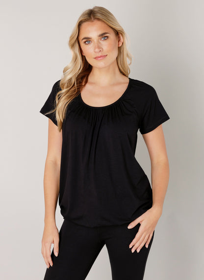 Base Level "Yona" Short Sleeve Top in Black