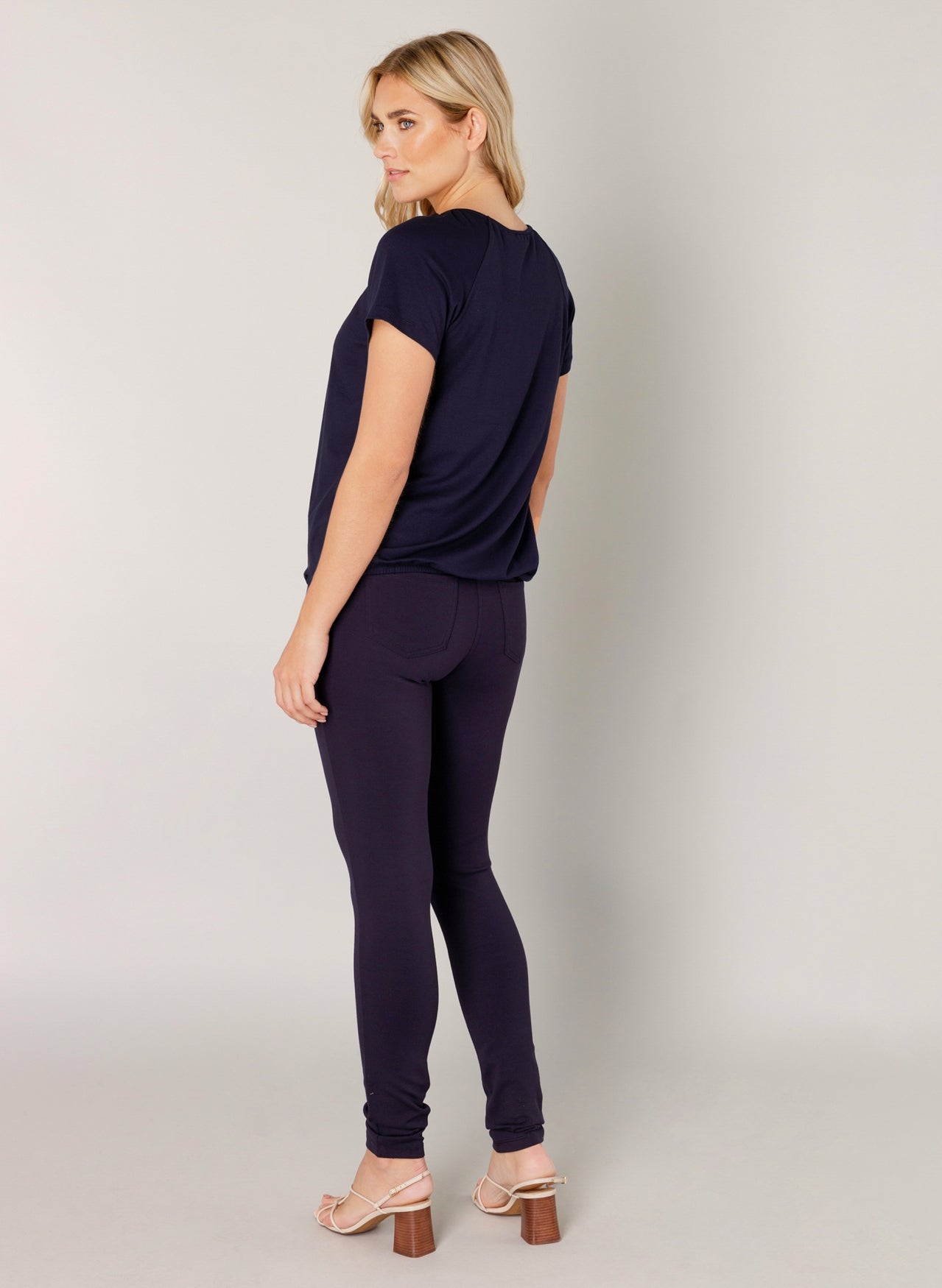 Base Level "Yona" Short Sleeve Top in Dark Blue