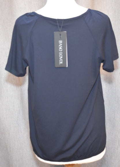 Base Level "Yona" Short Sleeve Top in Dark Blue