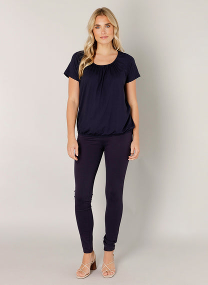 Base Level "Yona" Short Sleeve Top in Dark Blue