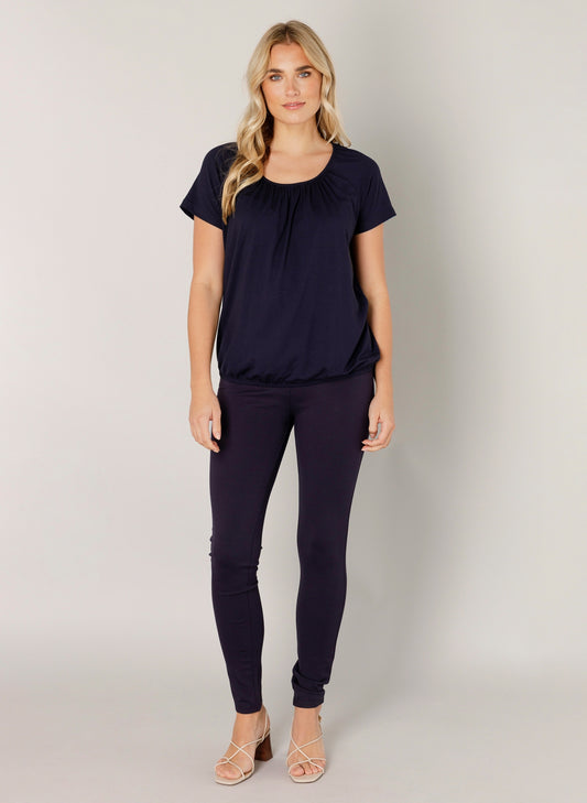 Base Level "Yona" Short Sleeve Top in Dark Blue