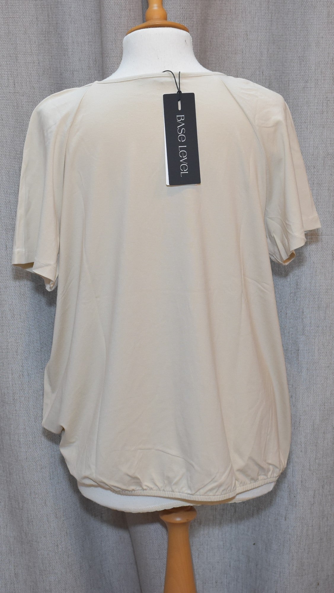 Base Level "Yona" Short Sleeve Top in Light Beige