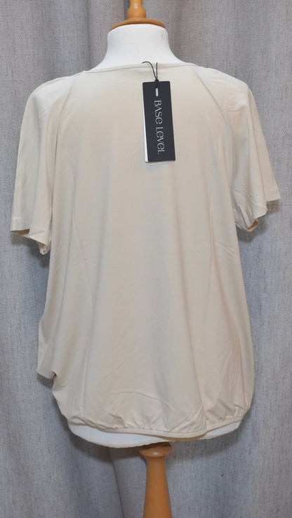 Base Level "Yona" Short Sleeve Top in Light Beige