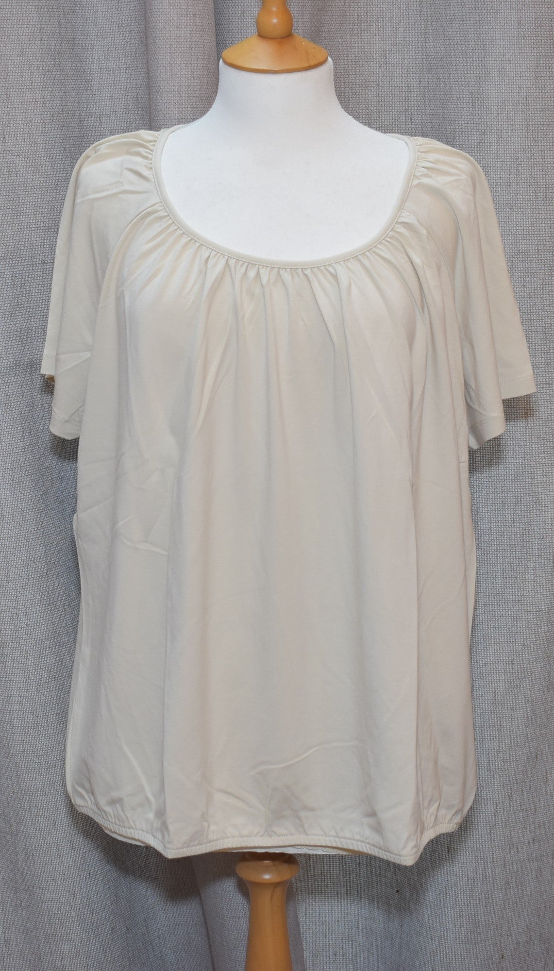 Base Level "Yona" Short Sleeve Top in Light Beige