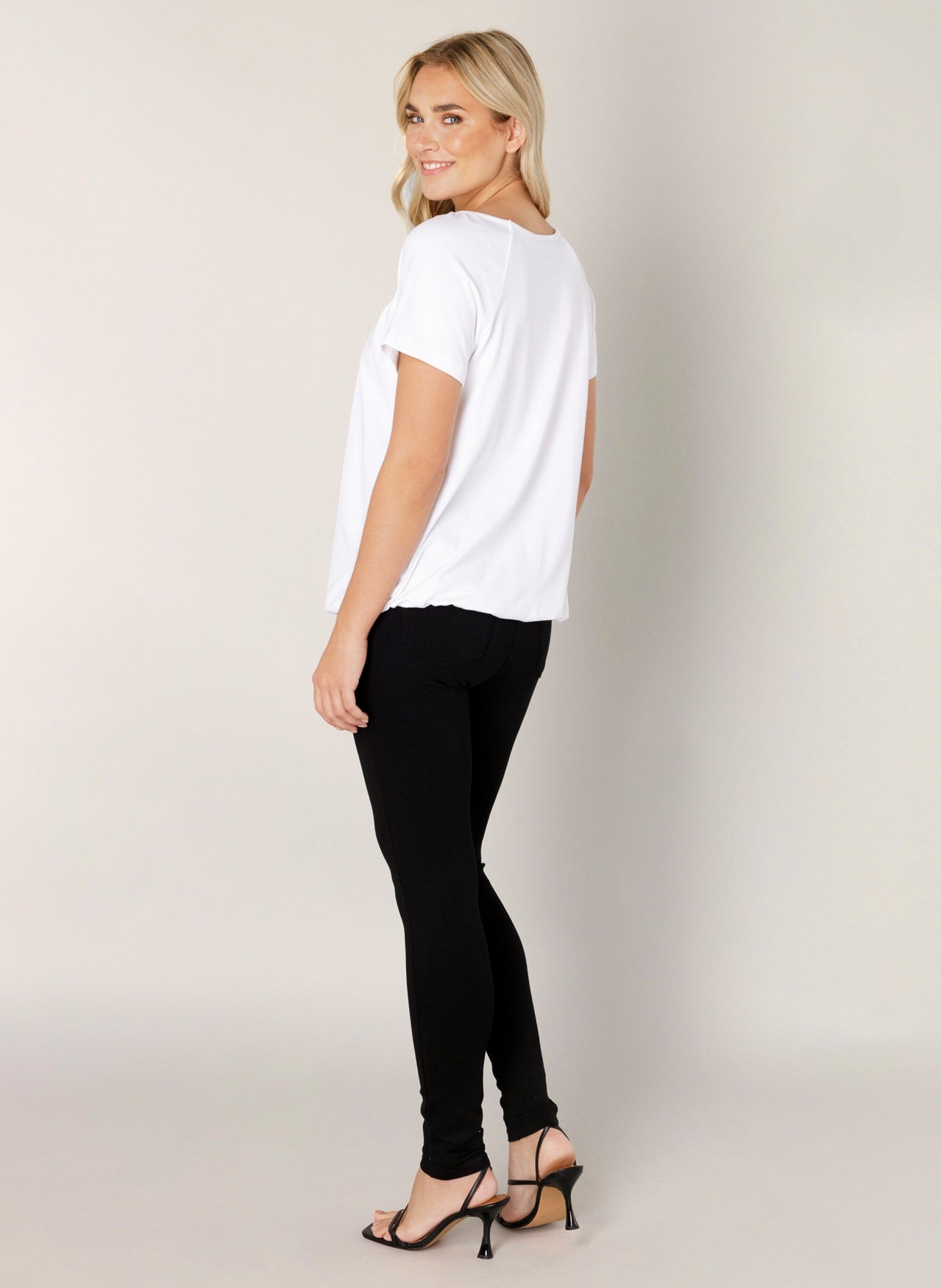 Base Level "Yona" Short Sleeve Top in White